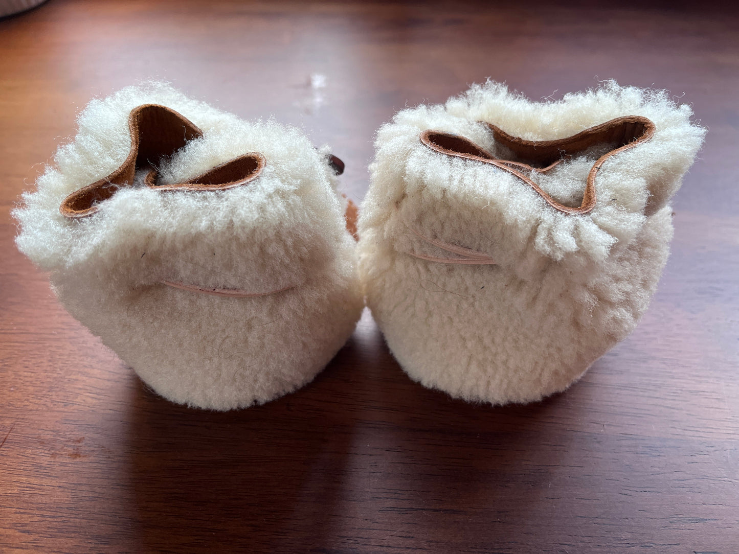 Handsewn wool sherpa baby booties