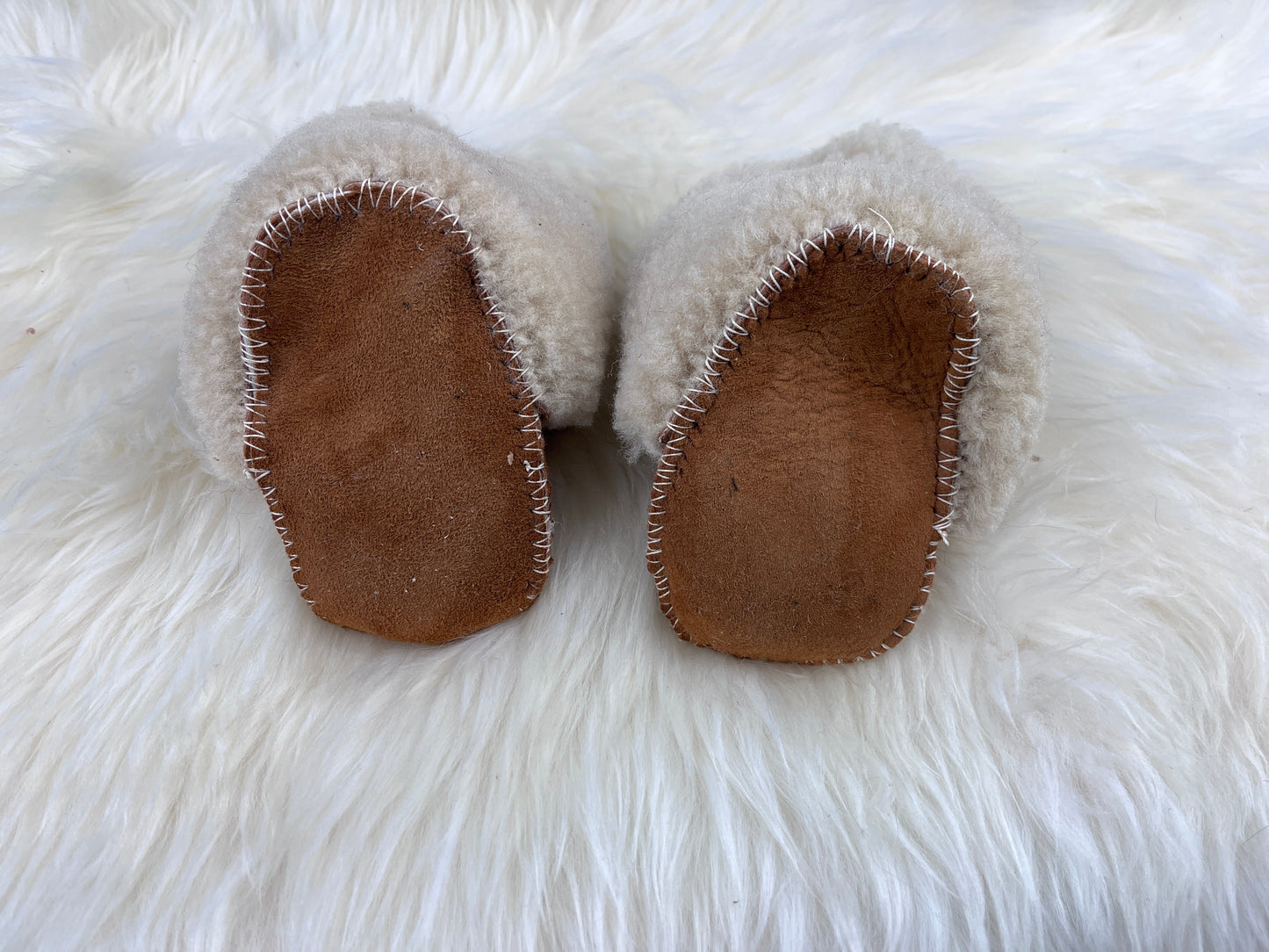 Handsewn wool sherpa baby booties